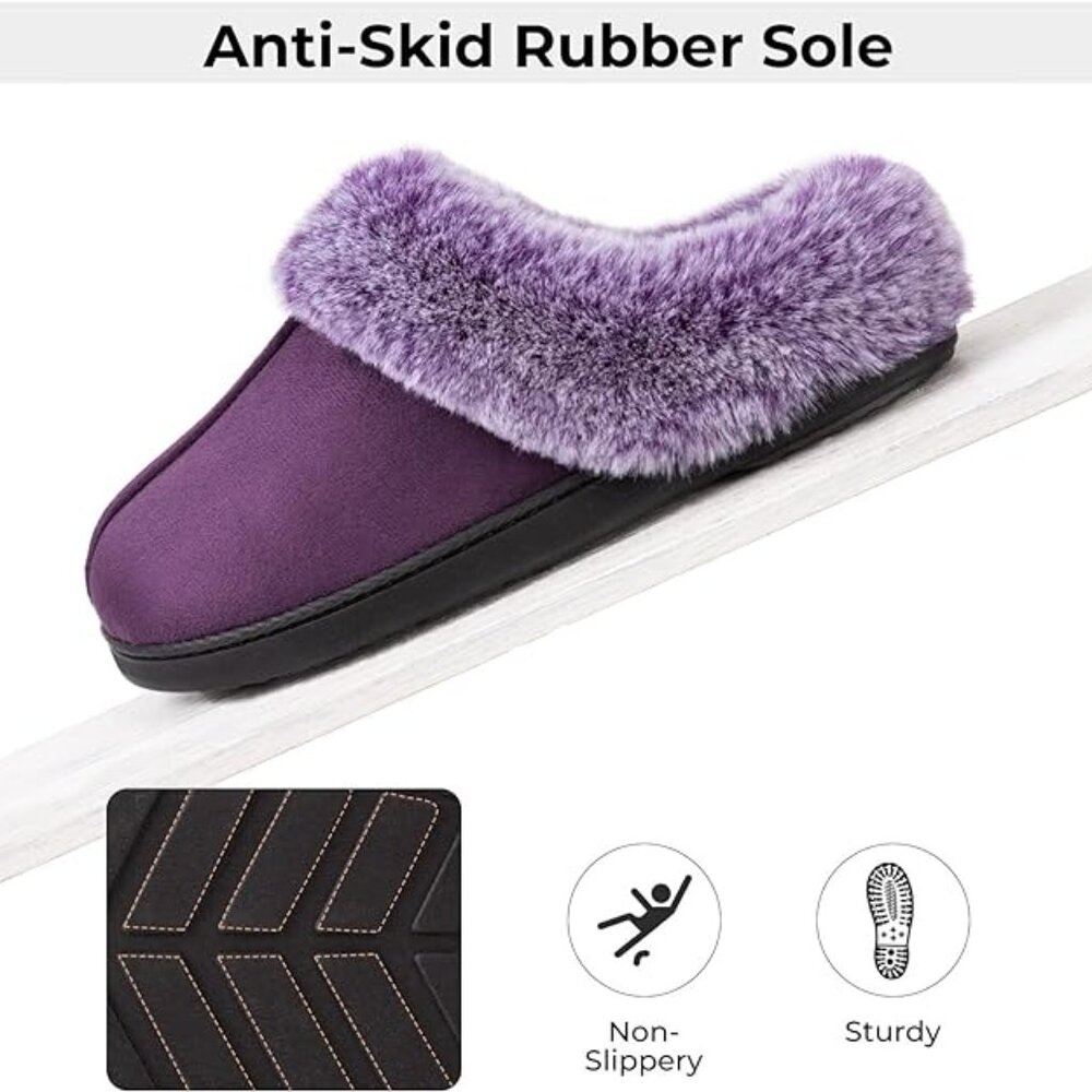 Women's Moccasins Faux Fur Trim Memory Foam Slippers(BRAND NEW) - Picture 4 of 8